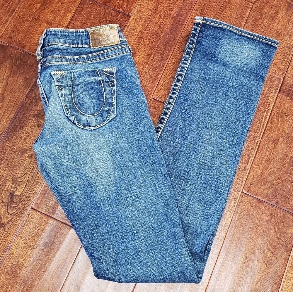 True Religion Jeans Distressed Style# W102162E6 Size 27 Johnny Big T